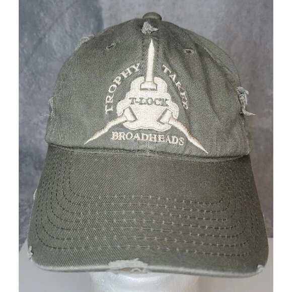 Archery Hat T-Lock Trophy Taker Broadheads Green Strapback Relax Fit Vented Cap - Picture 10 of 10